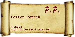 Petter Patrik névjegykártya